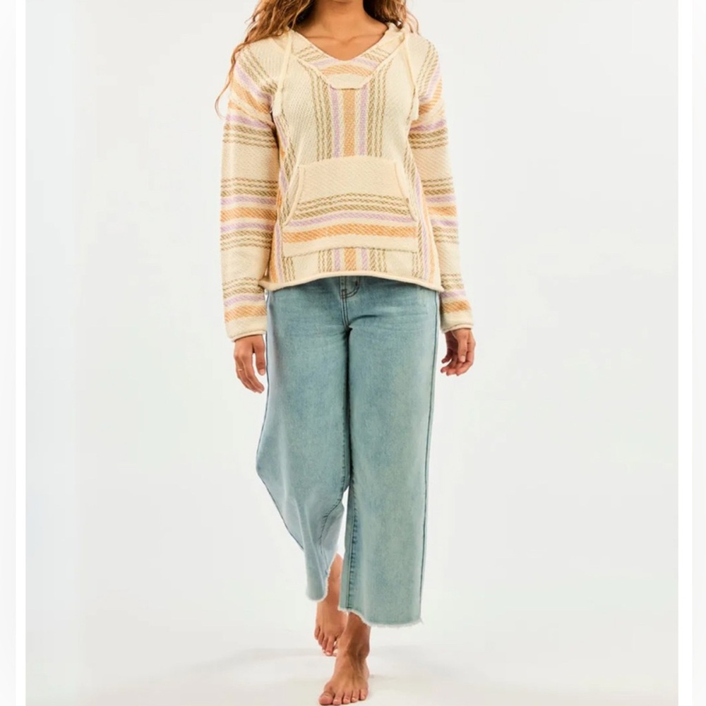 RIP CURL MONTEGO STRIPE SWEATER PONCHO-COLOR BONE-LARGE